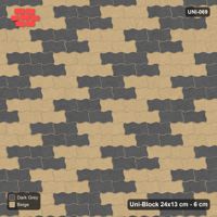 Interlock (Pasco) 24x13 cm · UNI-069 · Checkerboard of 2x2 piece blocks, straight lay, kerb frame (Stone & Earth)