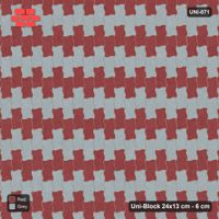 Interlock (Pasco) 24x13 cm · UNI-071 · Checkerboard, 2-course cells, quarter-turn lay, kerb frame (Brick & Ash)