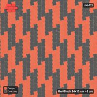 Interlock (Pasco) 24x13 cm · UNI-072 · Checkerboard of 3x2 piece blocks, quarter-turn lay, kerb frame (Ember)