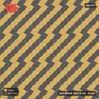 Interlock (Pasco) 24x13 cm · UNI-074 · Checkerboard of 4-piece runs, 45-degree lay, kerb frame (Mustard Slate)