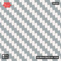 Interlock (Pasco) 24x13 cm · UNI-075 · Piece-by-piece checkerboard, quarter-turn lay (Salt & Pepper)