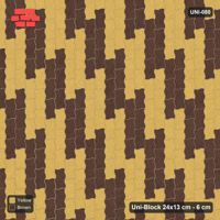 Interlock (Pasco) 24x13 cm · UNI-080 · Checkerboard of 3x2 piece blocks, quarter-turn lay, kerb frame (Harvest)