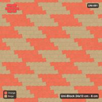 Interlock (Pasco) 24x13 cm · UNI-081 · Checkerboard of 3x3 piece blocks, straight lay, kerb frame (Clay Court)