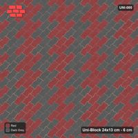 Interlock (Pasco) 24x13 cm · UNI-085 · Checkerboard of 2x2 piece blocks, 45-degree lay, kerb frame (Rust & Charcoal)