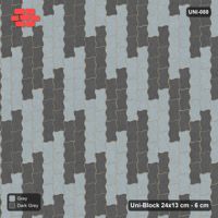 Interlock (Pasco) 24x13 cm · UNI-088 · Checkerboard of 3x2 piece blocks, quarter-turn lay, kerb frame (Charcoal Edge)