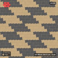 Interlock (Pasco) 24x13 cm · UNI-089 · Checkerboard of 3x3 piece blocks, straight lay, kerb frame (Stone & Earth)