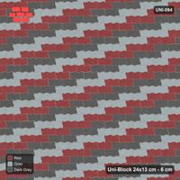 Interlock (Pasco) 24x13 cm · UNI-094 · Three-tone checkerboard of 2-piece pairs, straight lay (Urban Brick)