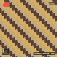 Interlock (Pasco) 24x13 cm · UNI-095 · Three-tone piece-by-piece checkerboard, quarter-turn lay (Harvest Gold)