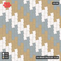 Interlock (Pasco) 24x13 cm · UNI-096 · Three-tone checkerboard of 2x2 piece blocks, quarter-turn lay, kerb frame (Coastal)