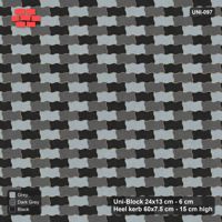 Interlock (Pasco) 24x13 cm · UNI-097 · Three-tone diagonal cycle, 1x1 cells, straight lay, kerb frame (Graphite Scale)