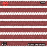 Interlock (Pasco) 24x13 cm · UNI-104 · Alternating horizontal courses (2-1), straight lay, kerb frame (Burgundy & Ivory)