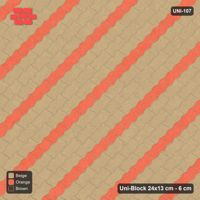 Interlock (Pasco) 24x13 cm · UNI-107 · Alternating diagonal courses (3-1), 45-degree lay, kerb frame (Autumn)