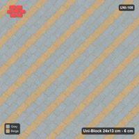 Interlock (Pasco) 24x13 cm · UNI-108 · Alternating diagonal courses (1-1-1), 45-degree lay, kerb frame (Warm Grey)