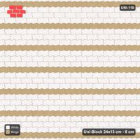 Interlock (Pasco) 24x13 cm · UNI-110 · Alternating horizontal courses (1-1-1-1), straight lay (Ivory & Sand)
