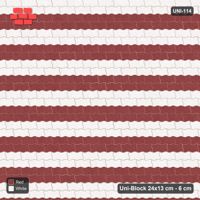 Interlock (Pasco) 24x13 cm · UNI-114 · Alternating horizontal courses (2-2), straight lay, kerb frame (Burgundy & Ivory)