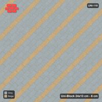 Interlock (Pasco) 24x13 cm · UNI-118 · Alternating diagonal courses (1-1-1-1), 45-degree lay, kerb frame (Warm Grey)