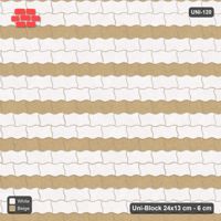 Interlock (Pasco) 24x13 cm · UNI-120 · Alternating horizontal courses (2-1), straight lay, kerb frame (Ivory & Sand)
