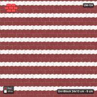 Interlock (Pasco) 24x13 cm · UNI-124 · Alternating horizontal courses (1-1-1), straight lay, kerb frame (Burgundy & Ivory)