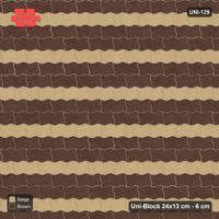 Interlock (Pasco) 24x13 cm · UNI-129 · Alternating horizontal courses (1-2), straight lay, kerb frame (Sandstone)
