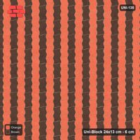 Interlock (Pasco) 24x13 cm · UNI-135 · Alternating horizontal columns, 1 wide, quarter-turn lay, kerb frame (Burnt Clay)