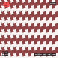 Interlock (Pasco) 24x13 cm · UNI-144 · Alternating horizontal columns, 2 wide, quarter-turn lay, kerb frame (Burgundy & Ivory)