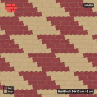 Interlock (Pasco) 24x13 cm · UNI-151 · Checkerboard of 3x4 piece blocks, straight lay, kerb frame (Terracotta)