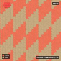 Interlock (Pasco) 24x13 cm · UNI-153 · Checkerboard of 3x5 piece blocks, quarter-turn lay, kerb frame (Clay Court)