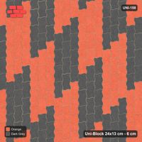 Interlock (Pasco) 24x13 cm · UNI-158 · Checkerboard of 4x3 piece blocks, quarter-turn lay, kerb frame (Ember)