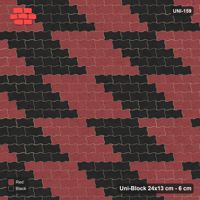 Interlock (Pasco) 24x13 cm · UNI-159 · Checkerboard of 3x5 piece blocks, straight lay (Red & Black)
