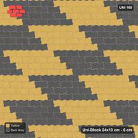 Interlock (Pasco) 24x13 cm · UNI-160 · Checkerboard of 4x4 piece blocks, straight lay, kerb frame (Mustard Slate)