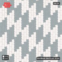Interlock (Pasco) 24x13 cm · UNI-161 · Checkerboard of 3x3 piece blocks, quarter-turn lay, kerb frame (Salt & Pepper)
