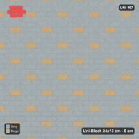 Interlock (Pasco) 24x13 cm · UNI-167 · Scattered accent pieces, one in every 3x3, straight lay (Warm Grey)