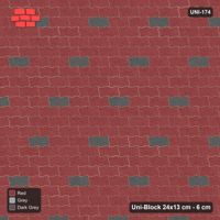 Interlock (Pasco) 24x13 cm · UNI-174 · Scattered accent pieces, one in every 3x4, straight lay (Urban Brick)
