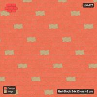Interlock (Pasco) 24x13 cm · UNI-177 · Scattered accent pieces, one in every 4x3, straight lay, kerb frame (Clay Court)