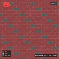 Interlock (Pasco) 24x13 cm · UNI-178 · Scattered accent pieces, one in every 4x2, straight lay (Urban Brick)