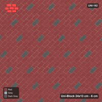 Interlock (Pasco) 24x13 cm · UNI-182 · Scattered accent pieces, one in every 3x4, 45-degree lay (Urban Brick)