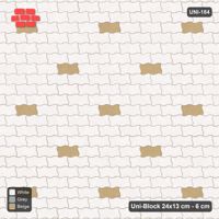 Interlock (Pasco) 24x13 cm · UNI-184 · Scattered accent pieces, one in every 4x4, straight lay, kerb frame (Coastal)