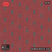 Interlock (Pasco) 24x13 cm · UNI-190 · Scattered accent pieces, one in every 3x4, quarter-turn lay (Urban Brick)