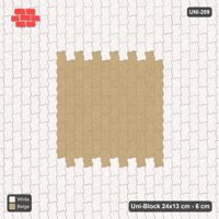 Interlock (Pasco) 24x13 cm · UNI-209 · Central square medallion, quarter-turn lay, kerb frame (Ivory & Sand)