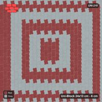 Interlock (Pasco) 24x13 cm · UNI-210 · Concentric square rings, quarter-turn lay (Brick & Ash)
