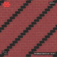 Interlock (Pasco) 24x13 cm · UNI-212 · Diagonal accent stripes (1 in 5), straight lay, kerb frame (Red & Black)
