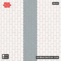 Interlock (Pasco) 24x13 cm · UNI-214 · Central feature band, quarter-turn lay, kerb frame (Salt & Pepper)