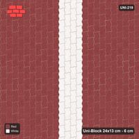 Interlock (Pasco) 24x13 cm · UNI-219 · Central feature band, quarter-turn lay, kerb frame (Burgundy & Ivory)