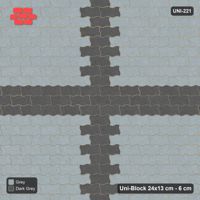 Interlock (Pasco) 24x13 cm · UNI-221 · Central cross band, straight lay, kerb frame (Charcoal Edge)