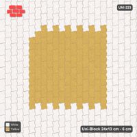 Interlock (Pasco) 24x13 cm · UNI-223 · Central square medallion, quarter-turn lay, kerb frame (Ivory & Ochre)