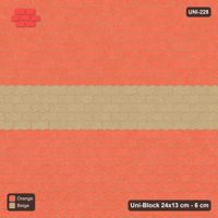 Interlock (Pasco) 24x13 cm · UNI-228 · Central feature band, straight lay, kerb frame (Clay Court)