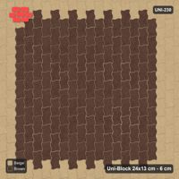 Interlock (Pasco) 24x13 cm · UNI-230 · Central square medallion, quarter-turn lay, kerb frame (Sandstone)