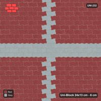 Interlock (Pasco) 24x13 cm · UNI-232 · Central cross band, straight lay, kerb frame (Brick & Ash)