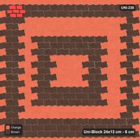 Interlock (Pasco) 24x13 cm · UNI-238 · Concentric square rings, straight lay (Burnt Clay)