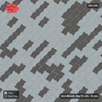 Interlock (Pasco) 24x13 cm · UNI-240 · Soft tonal blend, 45-degree lay, kerb frame (Charcoal Edge)